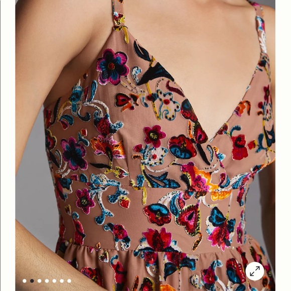 Anthropologie Flounced Floral Burnout Velvet Jumpsuit - Worn once - Picture 2 of 4